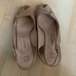 Chantal Italy Beige Tan Open Toe Heels 5.5